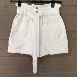 Zara White High Waist Paper Bag Jean Shorts 4